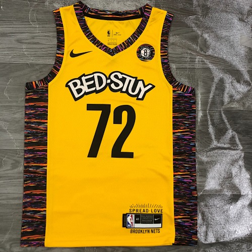 Brooklyn Nets #72 Yellow Basketball Jersey