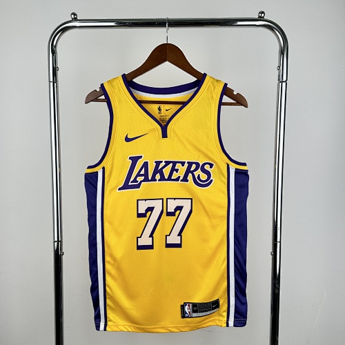 Los Angeles Lakers Luka Doncic #77 Yellow Basketball Jersey