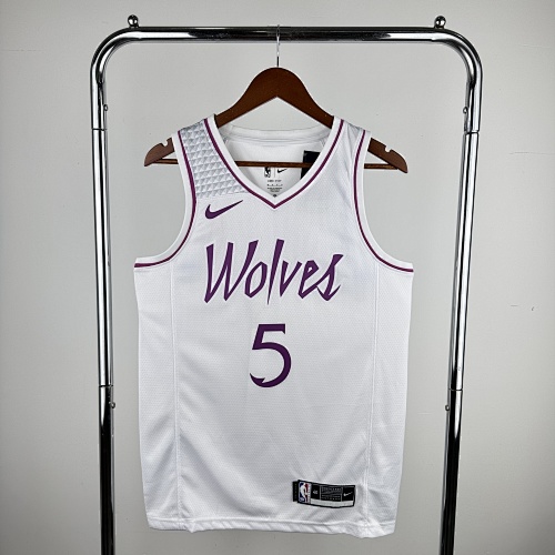 Minnesota Timberwolves Anthony Edwards #5 White Pink Basketball Jersey