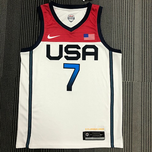 Kevin Durant #7 White 2021 Season Basketball Jersey
