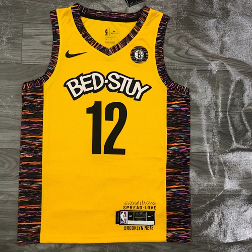Brooklyn Nets #12 Yellow Basketball Jersey