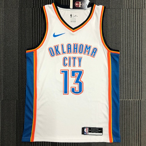 Oklahoma City Thunder #13 White Basketball Jersey