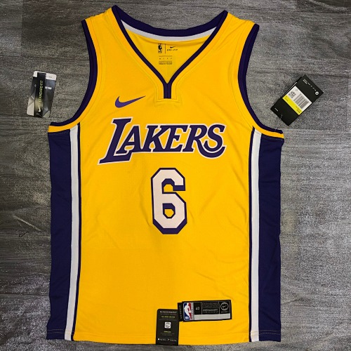 Los Angeles Lakers LeBron James #6 Yellow Basketball Jersey