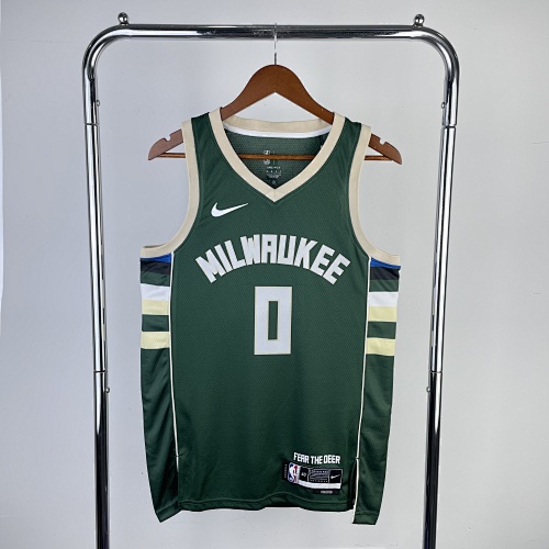 Milwaukee Bucks Damian Lillard #0 Away Green 23 Season Basketball Jersey