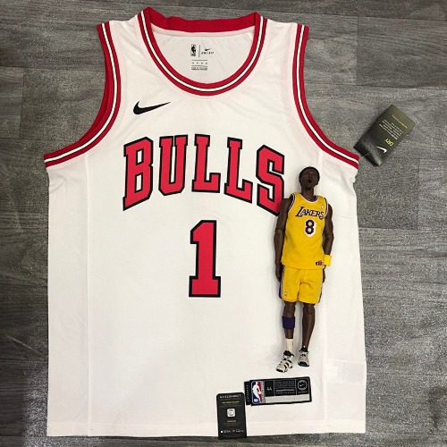 Chicago Bulls Derrick Rose #1 White Basketball Jersey