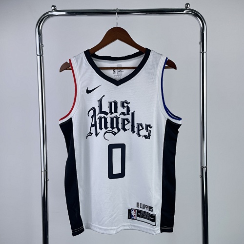 Los Angeles Clippers #0 White Basketball Jersey
