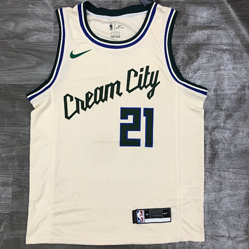 Milwaukee Bucks #21 White Basketball Jersey