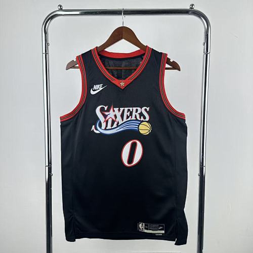 Philadelphia 76ers Tyrese Maxey #0 Retro Edition Black 26 Season Basketball Jersey