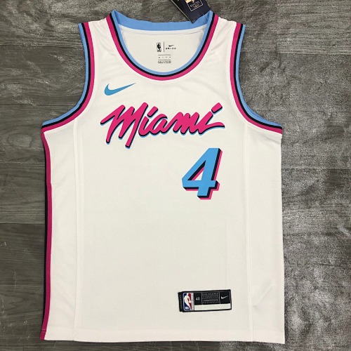 Miami Heat #4 White Basketball Jersey