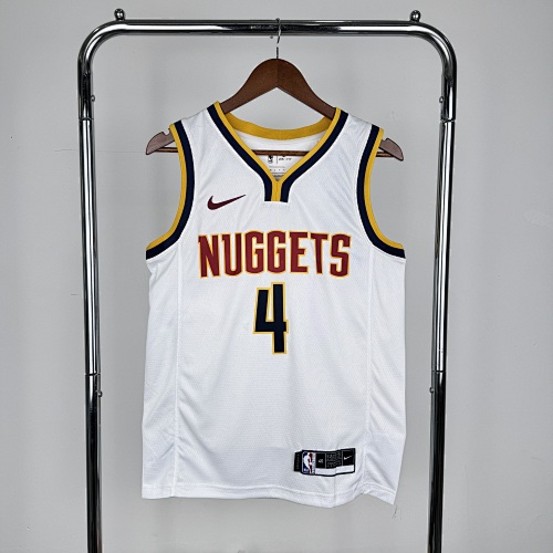 Denver Nuggets #4 White Basketball Jersey