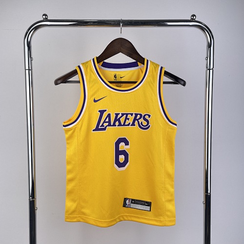 Los Angeles Lakers LeBron James #6 Yellow Kids Basketball Jersey