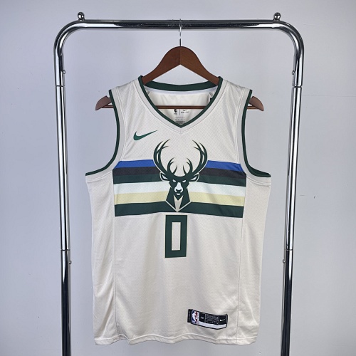 Milwaukee Bucks Damian Lillard #0 White 19 Season Basketball Jersey