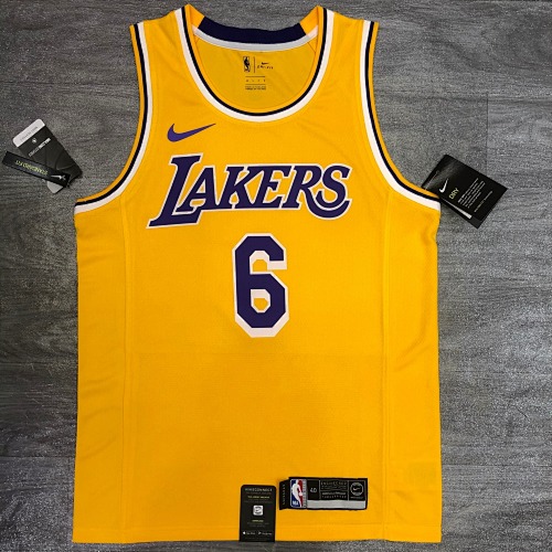 Los Angeles Lakers LeBron James #6 Yellow Basketball Jersey