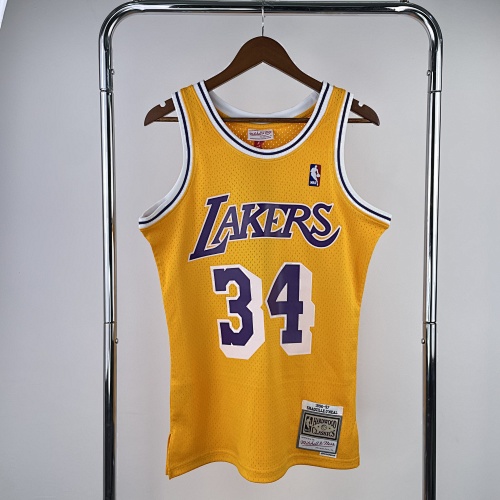 Los Angeles Lakers #34 Retro Edition Yellow 97 Season Basketball Jersey