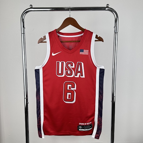 LeBron James #6 Red Basketball Jersey
