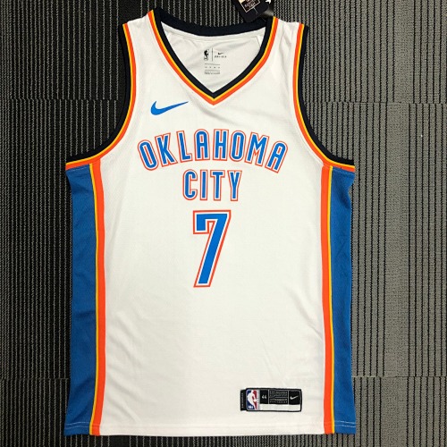 Oklahoma City Thunder #7 White Basketball Jersey