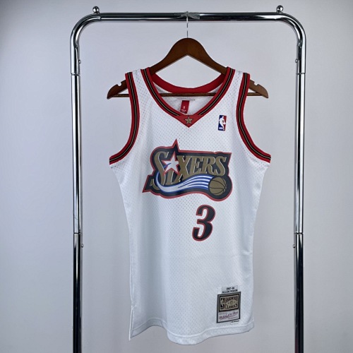Philadelphia 76ers Allen Iverson #3 Retro Edition White 98 Season Basketball Jersey