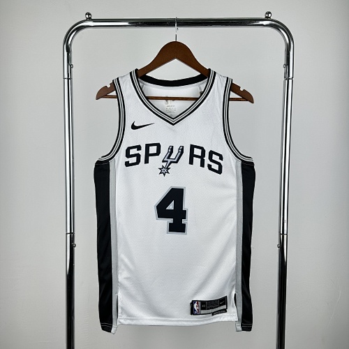 San Antonio Spurs De'Aaron Fox #4 White Basketball Jersey