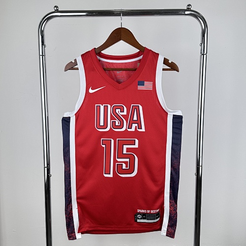 Devin Booker #15 Red Basketball Jersey