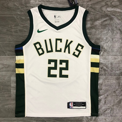 Milwaukee Bucks #22 Home White 21 Season Basketball Jersey