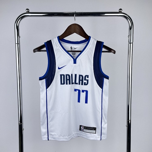 Dallas Mavericks Luka Doncic #77 White Kids Basketball Jersey