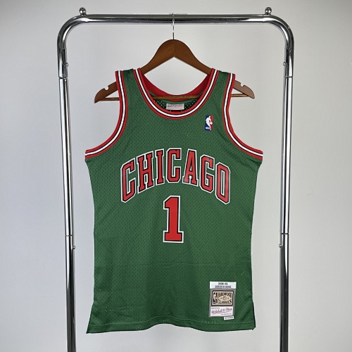Chicago Bulls Derrick Rose #1 Retro Edition Green 09 Season Basketball Jersey