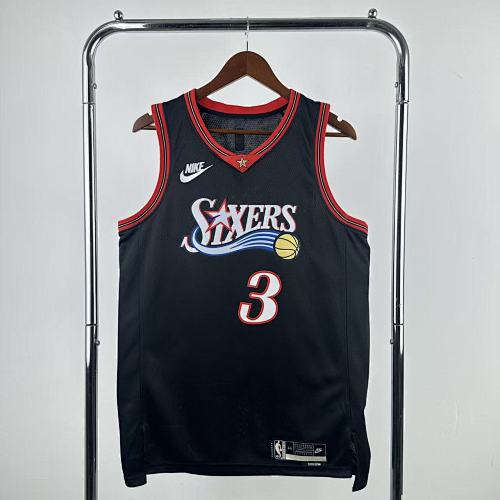 Philadelphia 76ers Allen Iverson #3 Retro Edition Black 26 Season Basketball Jersey