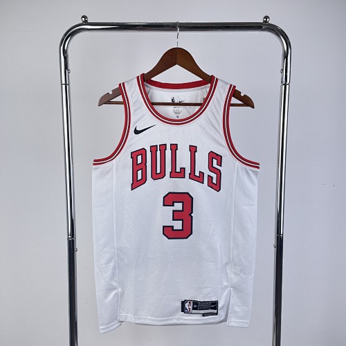 Chicago Bulls #3 White 23 Season Basketball Jersey