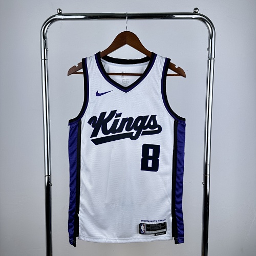 Sacramento Kings #8 Home White 24 Season Basketball Jersey