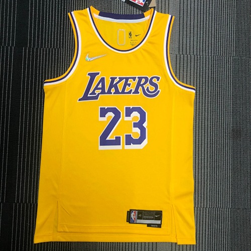 Los Angeles Lakers LeBron James #23 Yellow Basketball Jersey