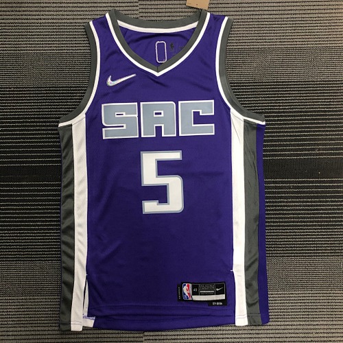Sacramento Kings De'Aaron Fox #5 Purple Basketball Jersey
