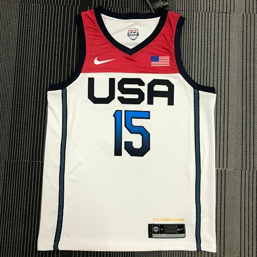 Devin Booker #15 White 2021 Season Basketball Jersey
