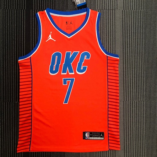 Oklahoma City Thunder #7 Jumpman Orange 21 Season Basketball Jersey