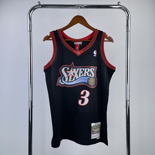 Philadelphia 76ers Allen Iverson #3 Retro Edition Black 98 Season Basketball Jersey