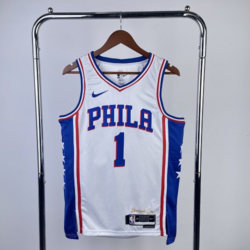 Philadelphia 76ers James Harden #1 Home White 23 Season Basketball Jersey