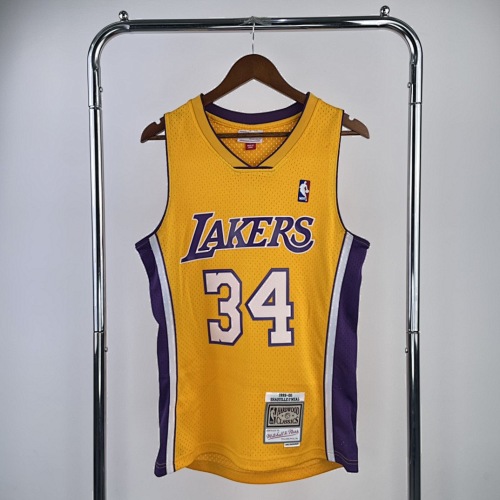 Los Angeles Lakers #34 Retro Edition Yellow 00 Season Basketball Jersey