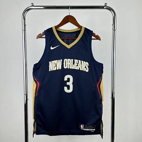 New Orleans Pelicans Jordan Poole #3 Away Blue Basketball Jersey