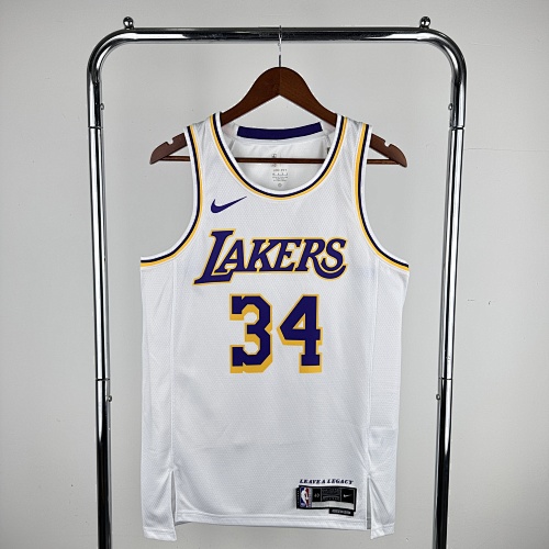 Los Angeles Lakers #34 White Basketball Jersey