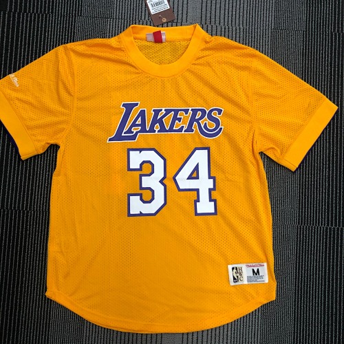 Los Angeles Lakers #34 Retro Edition Yellow Basketball Jersey