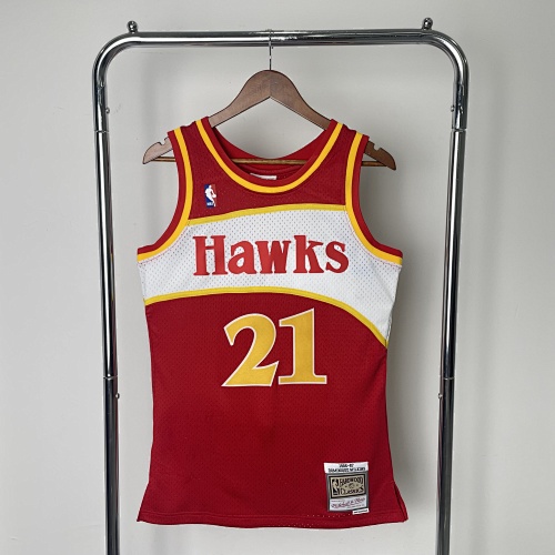 Atlanta Hawks #21 Retro Edition Red 86 Season Basketball Jersey