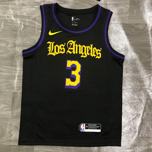 Los Angeles Lakers #3 Black Basketball Jersey