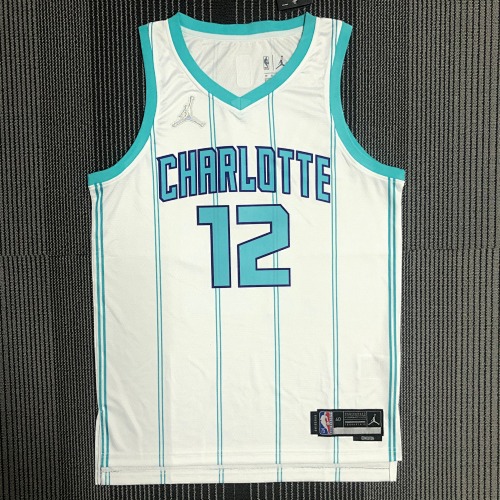 Charlotte Hornets #12 White Basketball Jersey