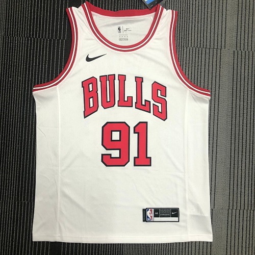 Chicago Bulls #91 White Basketball Jersey