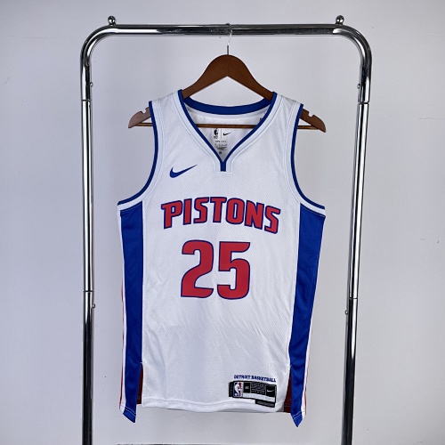 Detroit Pistons Derrick Rose #25 White 23 Season Basketball Jersey