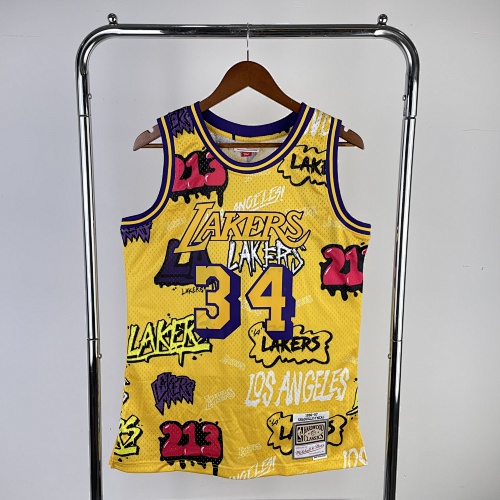 Los Angeles Lakers #34 Retro Edition 97 Season Basketball Jersey