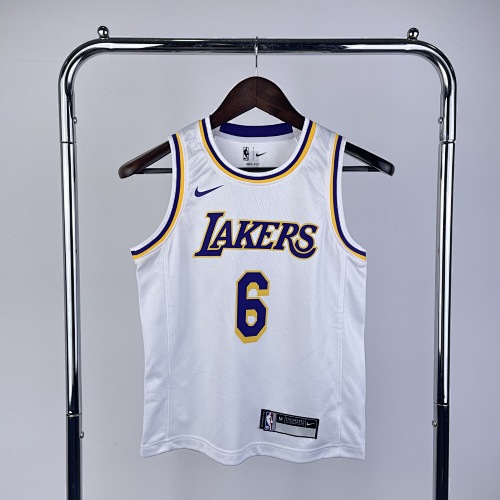 Los Angeles Lakers LeBron James #6 White Kids Basketball Jersey