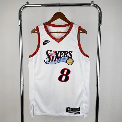 Philadelphia 76ers #8 Retro Edition White 26 Season Basketball Jersey