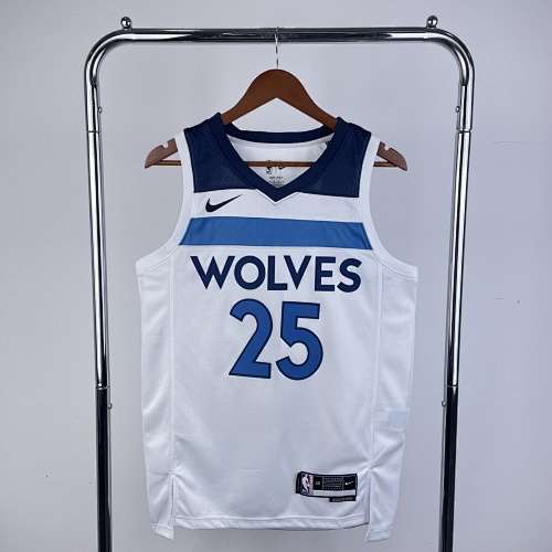 Minnesota Timberwolves Derrick Rose #25 Home White 23 Season Basketball Jersey