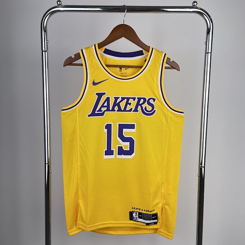 Los Angeles Lakers #15 Yellow 23 Season Basketball Jersey