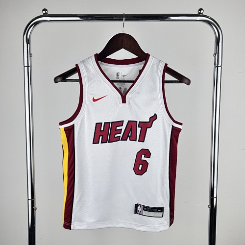 Miami Heat LeBron James #6 White Kids Basketball Jersey